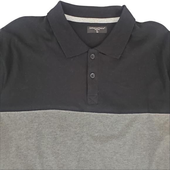 Interaffair 100% Cotton Color Block pullover 2 Button Collard Polo Size Large - Picture 2 of 7